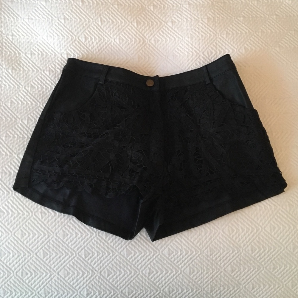 Lulu’s crochet and vegan leather shorts